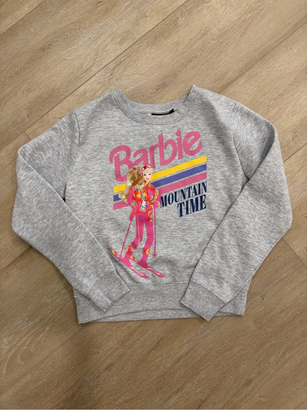 Barbie Grey Sweatshirt with Pink & Yellow Ski Graphic